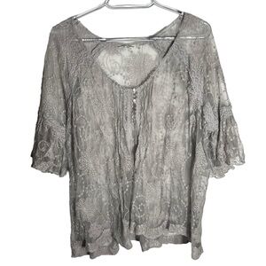 Cecio Sheer Lace Boho Top Size M | Floral Lace Blouse | Festival Cottagecore EUC